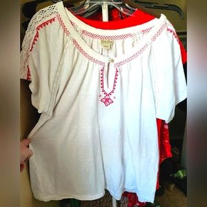 Lucky Brand XL White/Red Boho Shirt